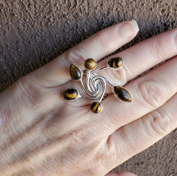 New Twisted Tiger Eye 925 Silver Ring. - Picture 9 of 16